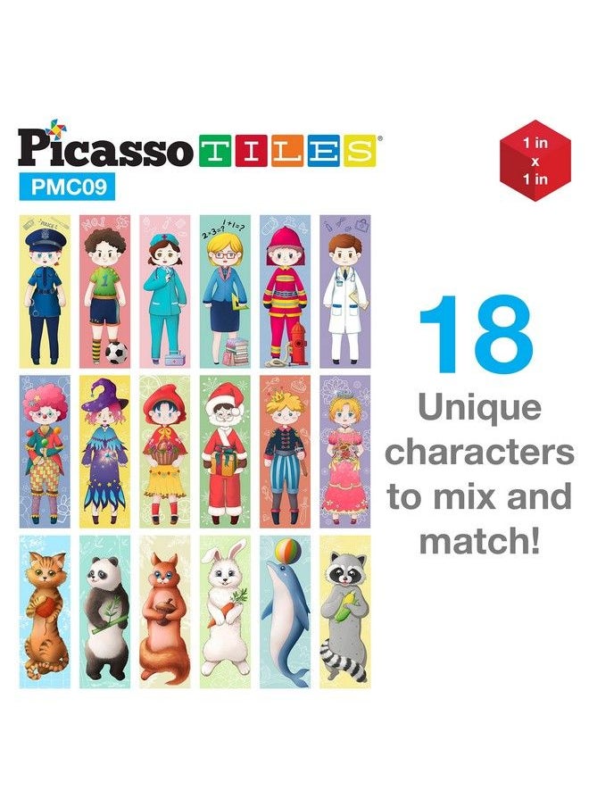 PicassoTiles مكعبات ألغاز مغناطيسية مكونة من 9 قطع مكعبات مطابقة ومختلطة ألعاب حسية مكعبات بناء تعليمية مع 18 شخصية فريدة مجموعة ألعاب بناء للأطفال مجموعة إبداعية مغناطيسية قابلة للتكديس Pmc09  - Image 3