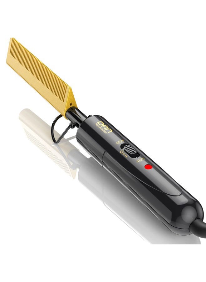 DAN Technology hot Comb Electric for Wigs,450℉Small hot Comb for Edges,Low and high Temperatures, Hair straightening Comb for Black Hair,Portable & Dual Voltage for Travel & Home… - Image 1