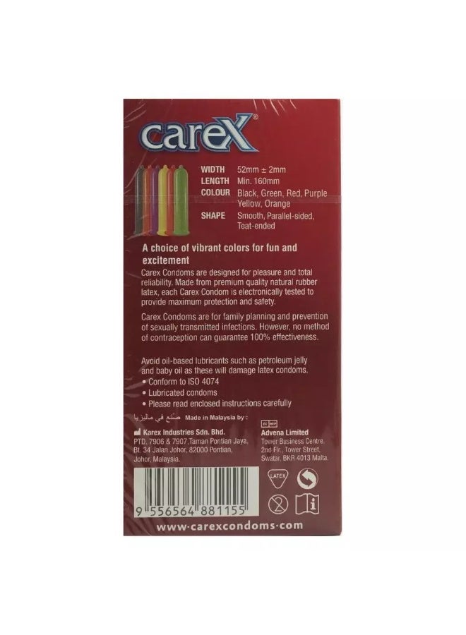 Carex Colours Condoms, Length 160mm- Pack of 12 - Image 3