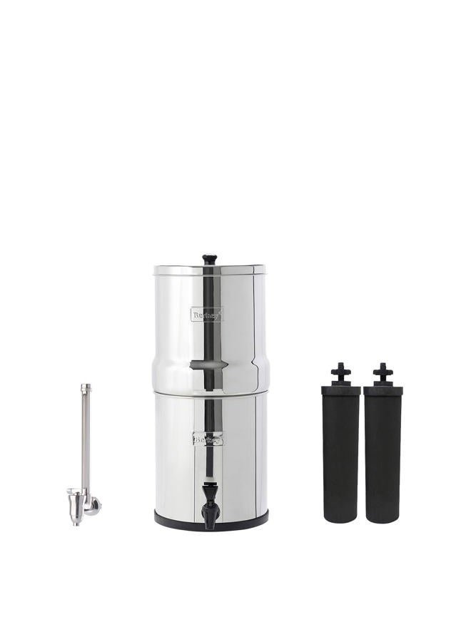 Berkey Big Gravity-Fed Water Filter System with 2 Black Elements Plus Deluxe 7" Stainless Steel Water View Spigot - Image 1