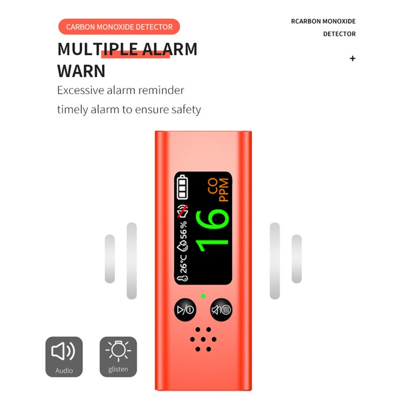 3-In-1 Carbon Monoxide Detector Multifunctional Carbon Monoxide Temperature Humidity Tester with TFT Screen Portable for Car Camping Travel - Image 5