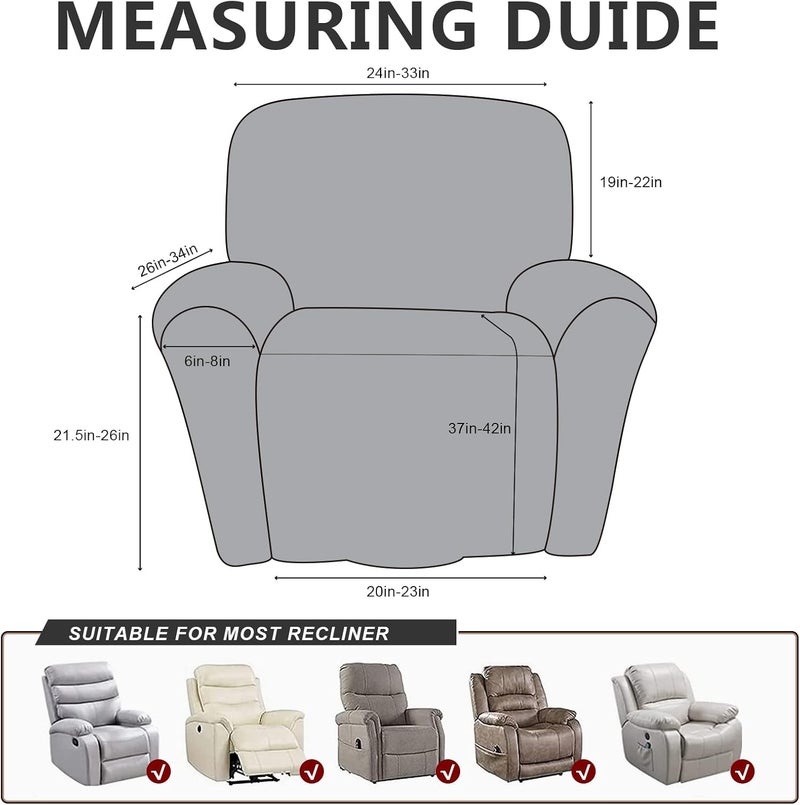 ANARACHON Leather Like Recliner Chair Covers Heavy Duty, 4 Pieces Lazy Boy Recliner Cover for Recliner Chair, Leather Cover for Recliner slipcovers Washable for Pets (Dark Brown) - Image 2