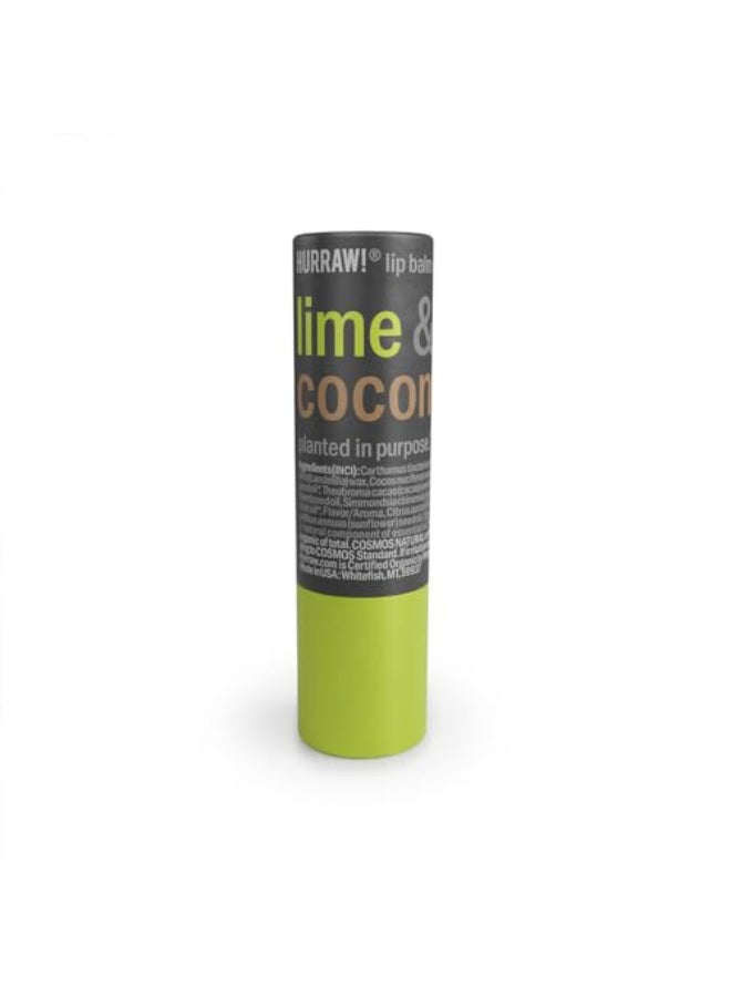Hurraw! Hurraw Lime Coconut Lip Balm PlasticFree with new cardboard pushup tube Certified Organic 100 Natural Origin Vegan and Cruelty Free Gluten Free Bee Shea Soy and Palm Free Made in USA - Image 1