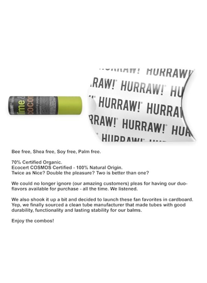 Hurraw! Hurraw Lime Coconut Lip Balm PlasticFree with new cardboard pushup tube Certified Organic 100 Natural Origin Vegan and Cruelty Free Gluten Free Bee Shea Soy and Palm Free Made in USA - Image 3
