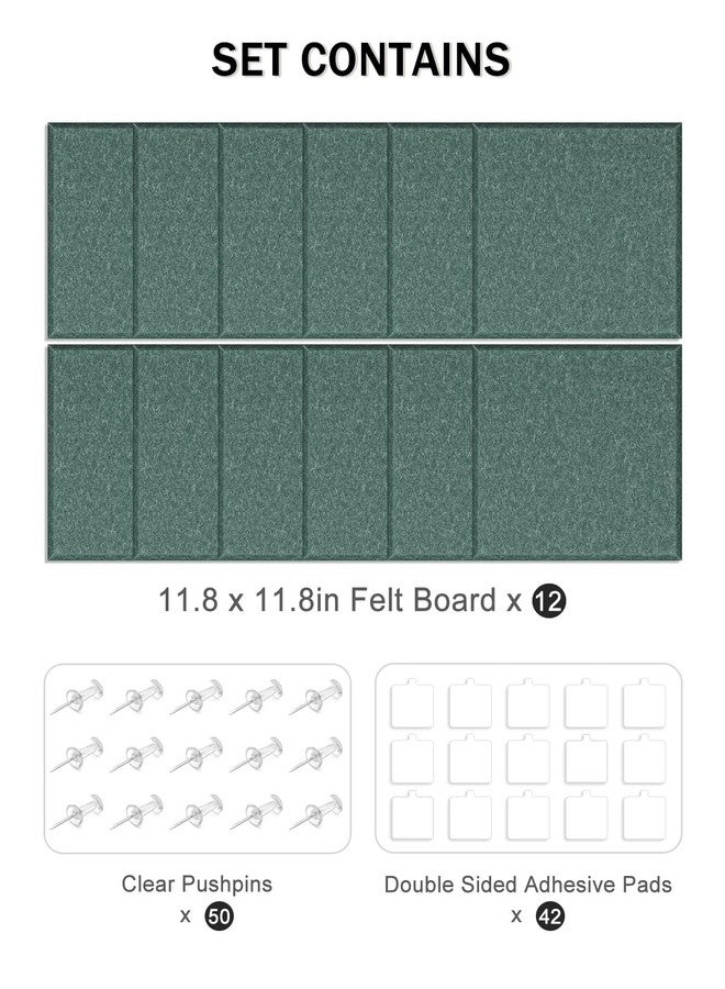Hsurbtra Large Cork Board for Wall 47 x 36 Inch, 12 Pack Felt Bulletin Notice Board with Pushpins for Office Home School Farmhouse Wall Decor, Green - Image 5