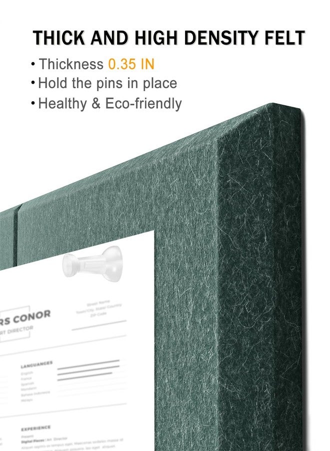 Hsurbtra Large Cork Board for Wall 47 x 36 Inch, 12 Pack Felt Bulletin Notice Board with Pushpins for Office Home School Farmhouse Wall Decor, Green - Image 3