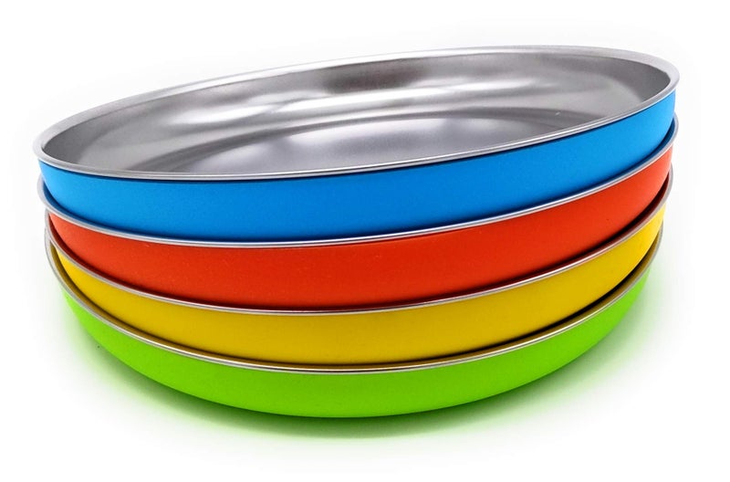 WeeMoose Premium 304 Stainless Steel Plates with Removable Silicone Shell | Set of 4 Plates | Baby Toddler Food Snack Container - Image 4