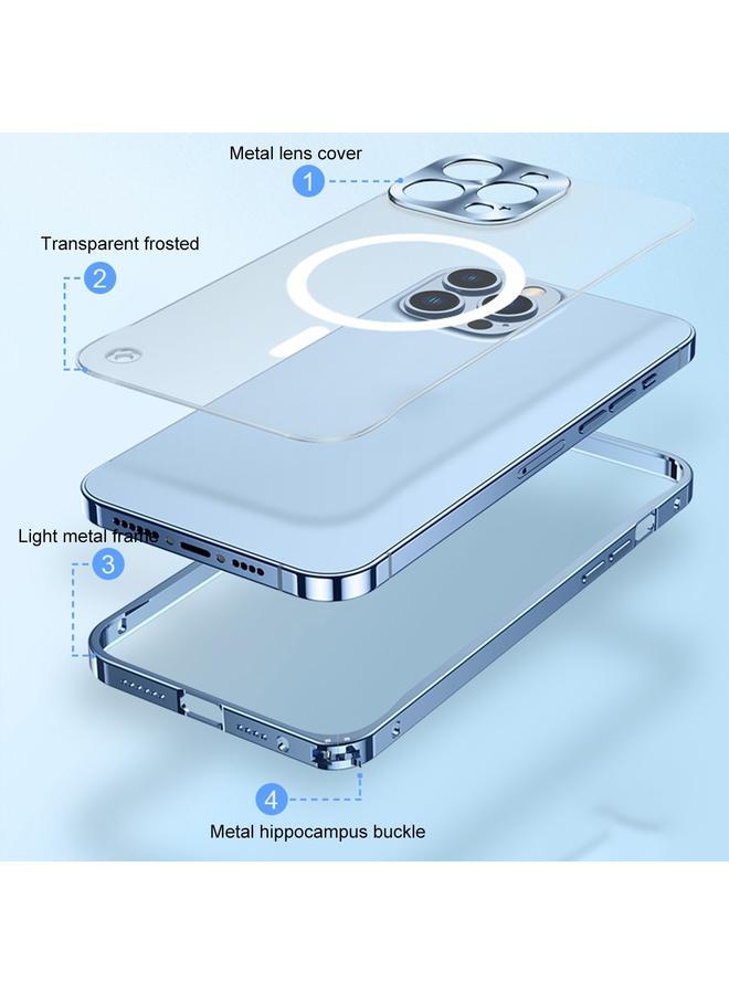 اس-توب جراب لهاتف iPhone 15 Pro Max بإطار معدني من البولي كربونات غير اللامع، جراب MagSafe مقاوم للصدمات - Image 4