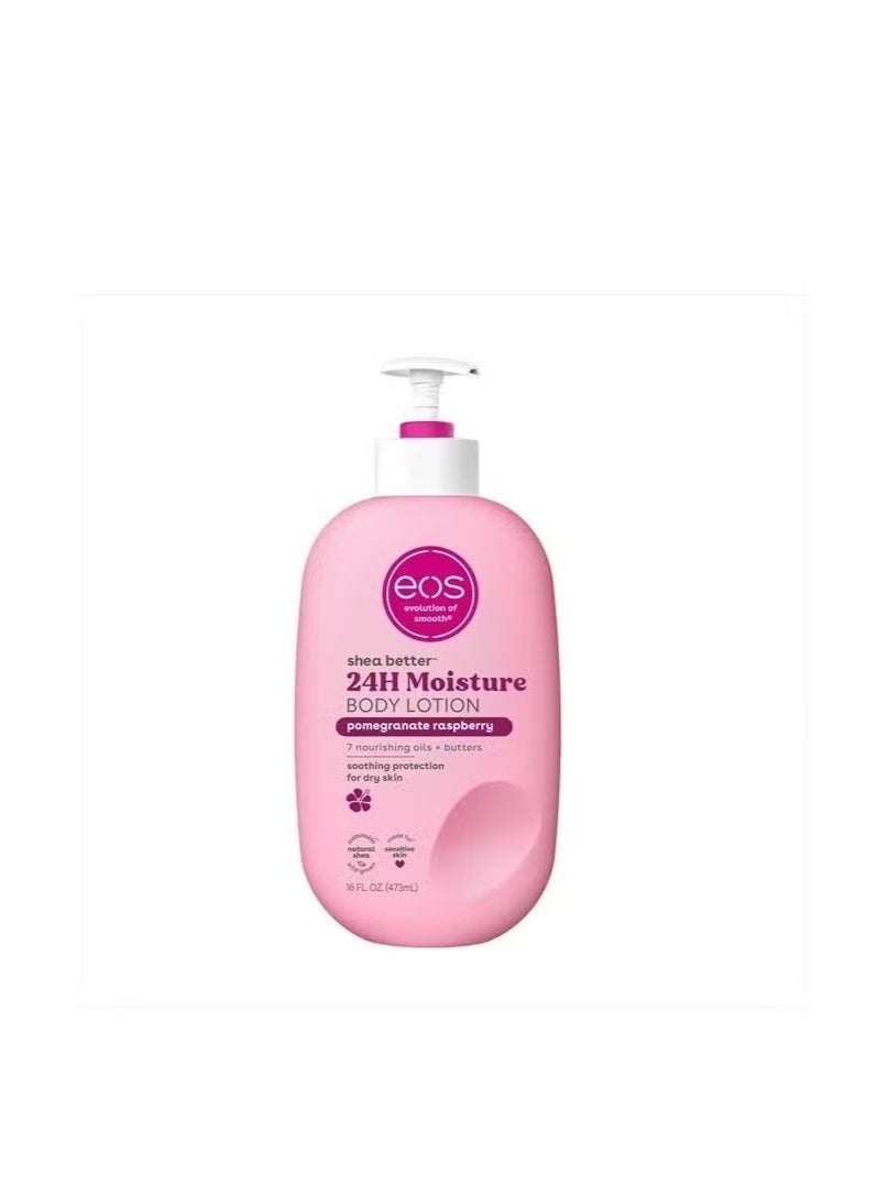 EOS Shea Better Body Lotion- Pomegranate Raspberry, 24-Hour Moisture Skin Care, Lightweight & Non-Greasy, Made with Natural Shea, Vegan, 16 fl oz - Image 1