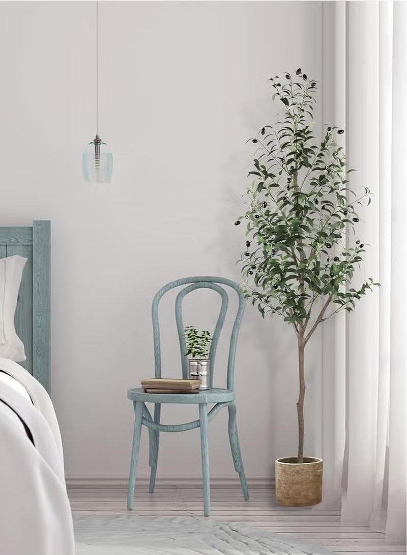 GGOOT Artificial Olive Tree, Tall Faux Silk Plant for Home Office Decor Indoor Fake Potted Tree with Natural Wood Trunk and Lifelike Fruits, 180cm - Image 3