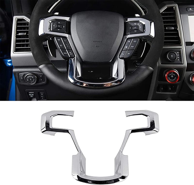 Keptrim for F-150 ABS Chrome Steering Wheel Cover Trim for 2015-2020 Ford F150, for 2017-2022 F250 F350, for 2018-2021 Ford Expedition - Image 1