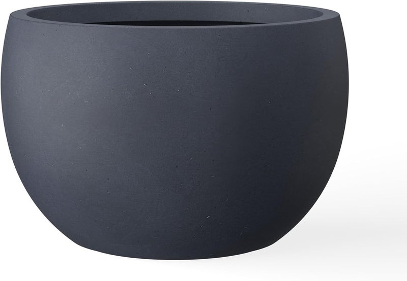 kante Kante 118 Dia Round Concrete Planter OutdoorIndoor Large Bowl Plant Pots with Drainage Hole and Rubber Plug for Garden Patio Balcony Home Dark Gray  - Image 1