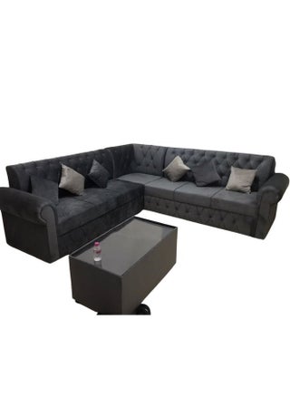 L Shaped Sofa Set 6 Seater with Cushion & table Dark Grey 250X80X80 - pzsku/Z611A334582E23719563DZ/45/_/1677607829/8e265493-bfd4-4576-ae50-9b6db5591e58