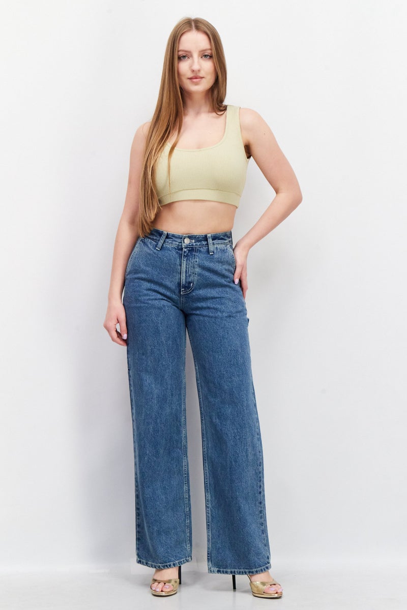 ESPRIT Women Regular Fit Washed Denim Jeans, Blue - Image 3