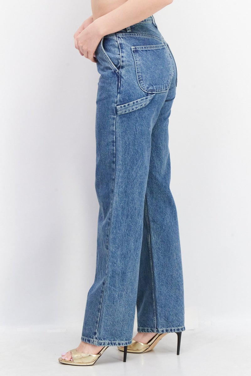 ESPRIT Women Regular Fit Washed Denim Jeans, Blue - Image 4