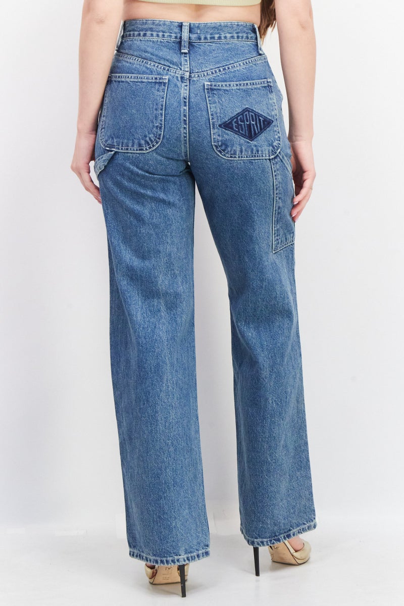 ESPRIT Women Regular Fit Washed Denim Jeans, Blue - Image 2