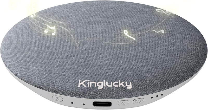 Kinglucky مكبر صوت وسادة للنوم، مكبر صوت بلوتوث تحت الوسادة مع آلة صوت الضوضاء الوردية والضوضاء البيضاء المدمجة للنوم، آلة صوت الضوضاء البيضاء مع موسيقى الضوضاء الوردية للنوم، رمادي - Image 1