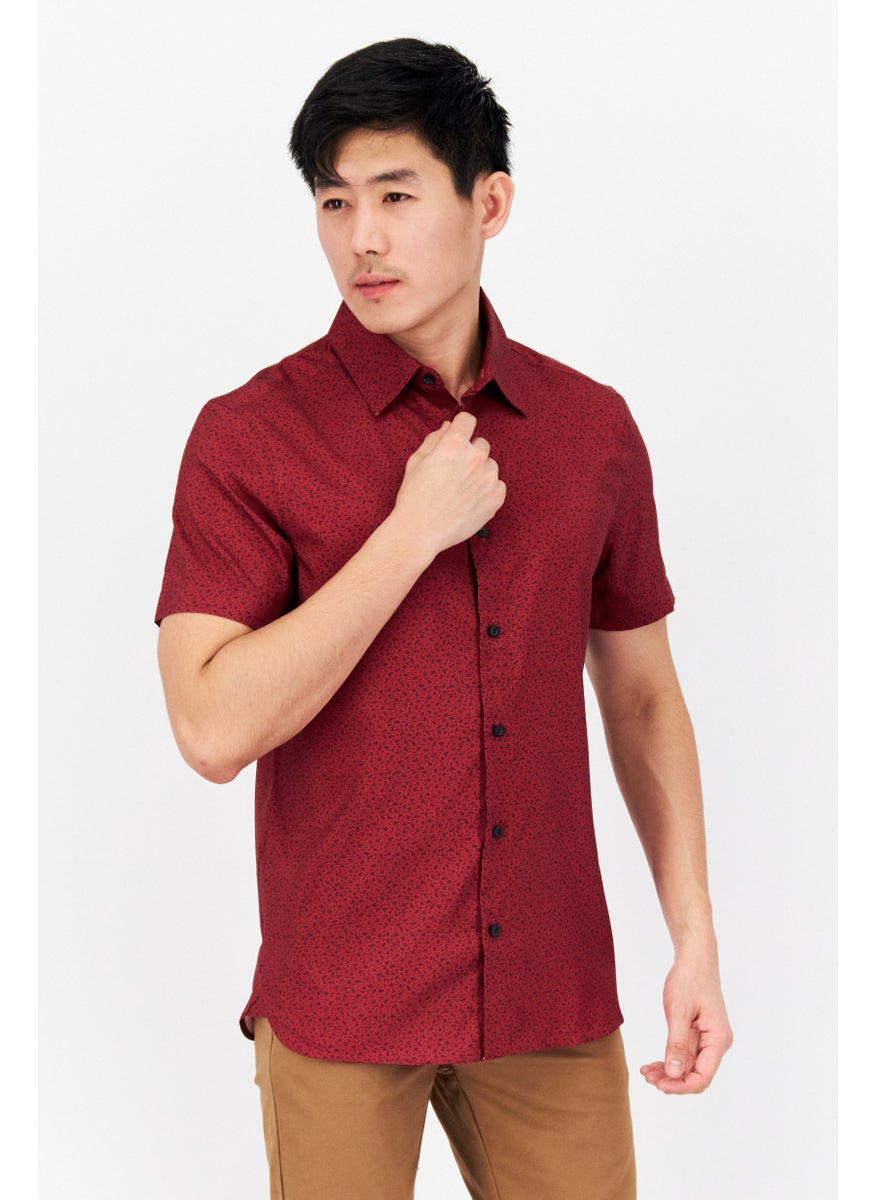 Men Stretch Fit Allover Print Short Sleeves Casual Shirt, Maroon - pzsku/Z611A465EA873086C97F3Z/45/_/1737642266/86b86260-da81-49aa-be56-00dd4f02ffdb