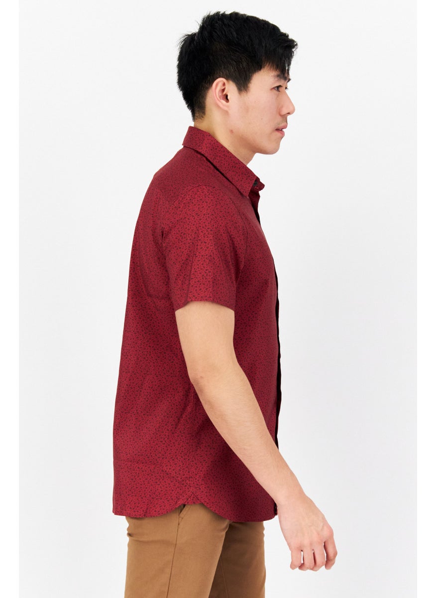 Men Stretch Fit Allover Print Short Sleeves Casual Shirt, Maroon - pzsku/Z611A465EA873086C97F3Z/45/_/1737642268/d2c228a9-c31d-4f2c-8221-c25cf7788106