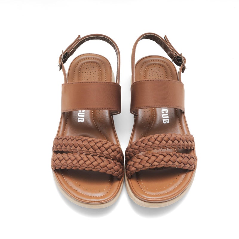 DUUCUB Women's Flat Sandals Ankle Strap Open Toe Summer Braided Sandal Beach Comfortable Platform Outdoor Slingback Dress Shoes Camel Size 10 - Image 1