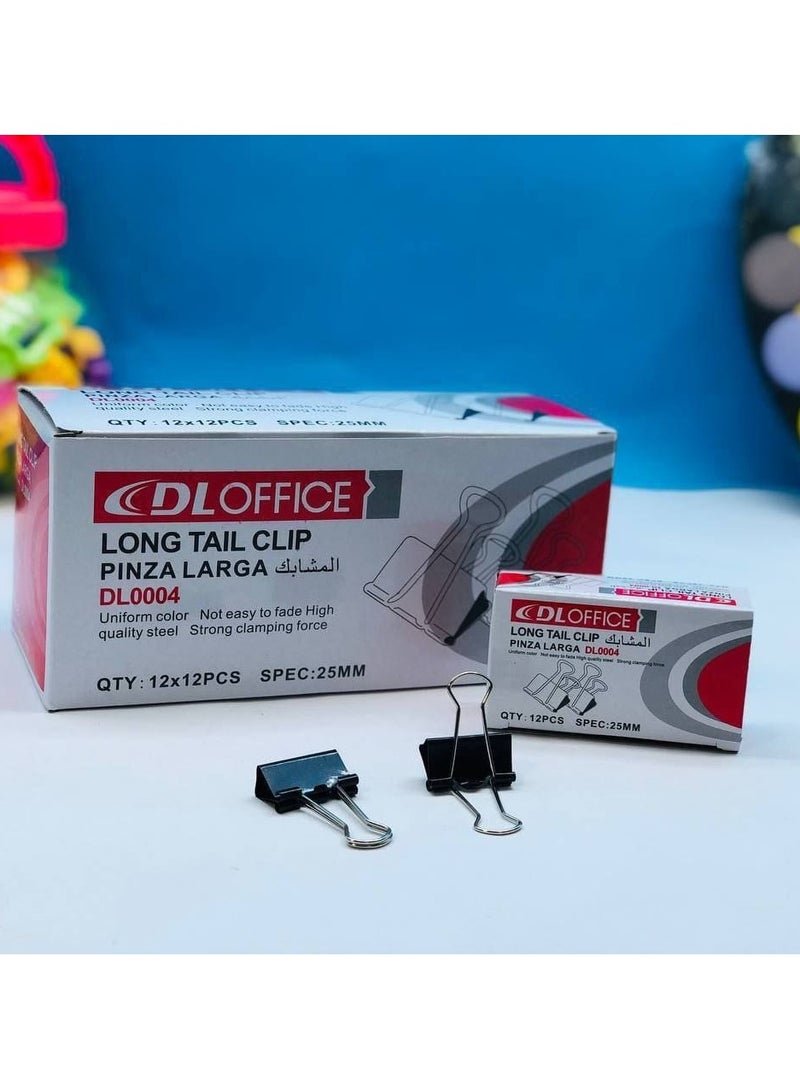 Generic Bulldog paper clips with clips that will help you hold your paper in place. Box clips: 12 pieces, 32 mm. - Image 1