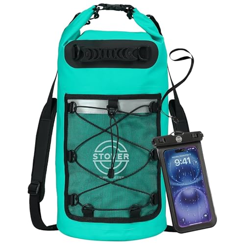 STOVER 5/10/25/30/40/55L Waterproof Dry Backpack & Phone Case- Large Floating Dry Bag for Kayaking, Travel, Hiking, Fishing, Camping, Motorcycles & Beach, Heavy-Duty Roll Top Men/Women (Teal) - Image 1