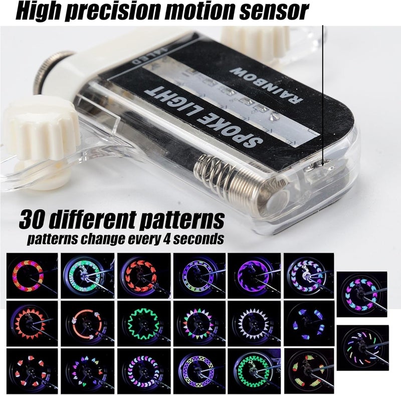 DAWAY LED Bike Wheel Lights - A12 Waterproof Cool Bicycle Tire Light, Safety Spoke Lights for Kids Boys Girls Men Women, 30 Fun Bright Patterns, Auto & Manual Dual Switch, with Battery - Image 3