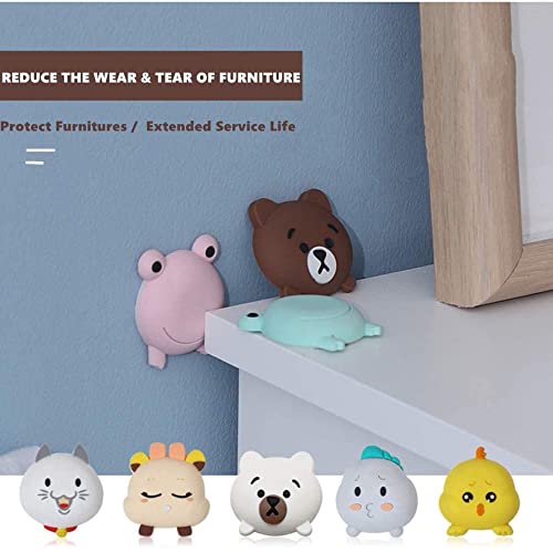KolorFish Door Stopper Wall Protector (8 Pcs), Bumper Self Adhesive Door Knob Pads Soft Rubber Cute Animal Pattern for Protecting Wall, Fridge Door, Cabinets, Toilet - Image 3