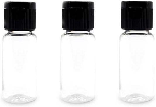 12Pcs Reusable Empty Plastic Face Cream Cosmetic Emulsion Hand Lotion Bottles Container Vial Pot Jar Case with Black Flip Lid (15ML/0.5OZ)