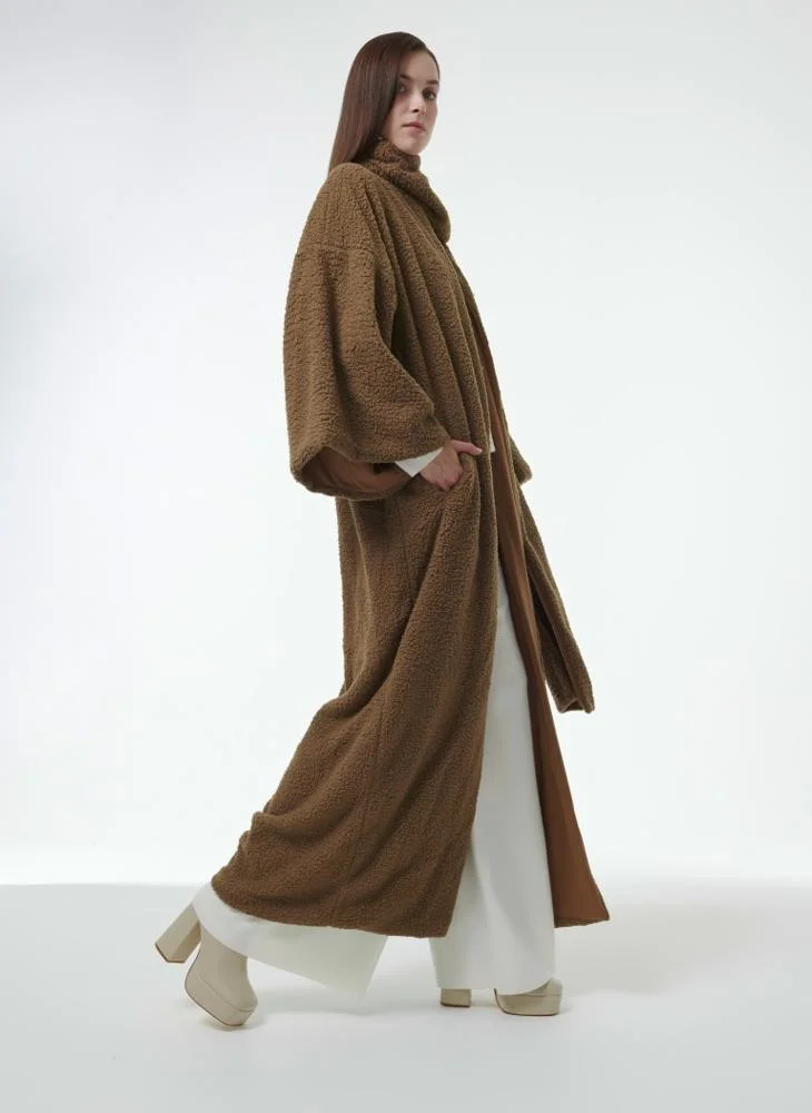 Leem Faux Fur Scarf Detail Coat
