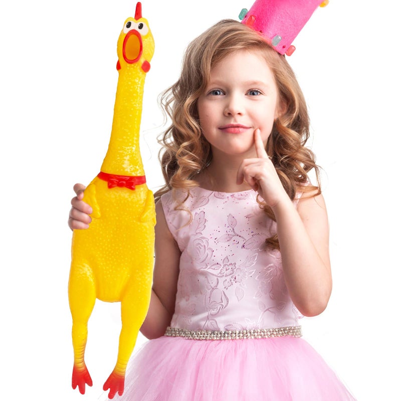 Xeehwb 22 Inch Crazy Huge Rubber ChickenYellow Squeeze Chicken ToysSqueaky Chicken Dog ToysSquawking Prank Novelty Gag Gift - Image 2