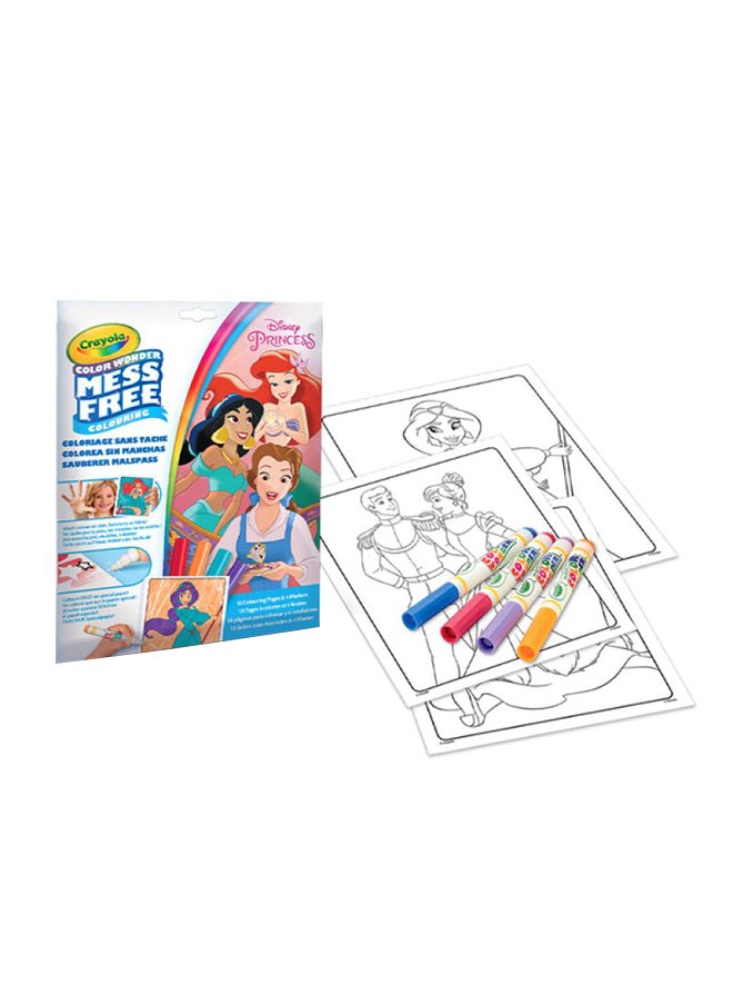 Crayola مجموعة كولور ووندر كتاب تلوين أميرات ديزني مع 4 أقلام تلوين  - Image 1