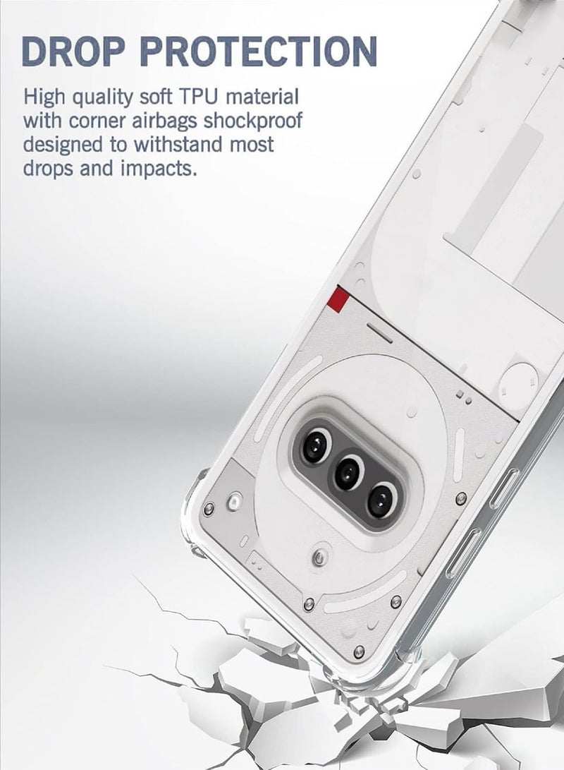 دبليو تيك غلاف حماية زوايا TPU لهاتف Nothing Phone (3a) 5G 2025 مع غلاف صلب من PC (MCTPTN) - شفاف - Image 4