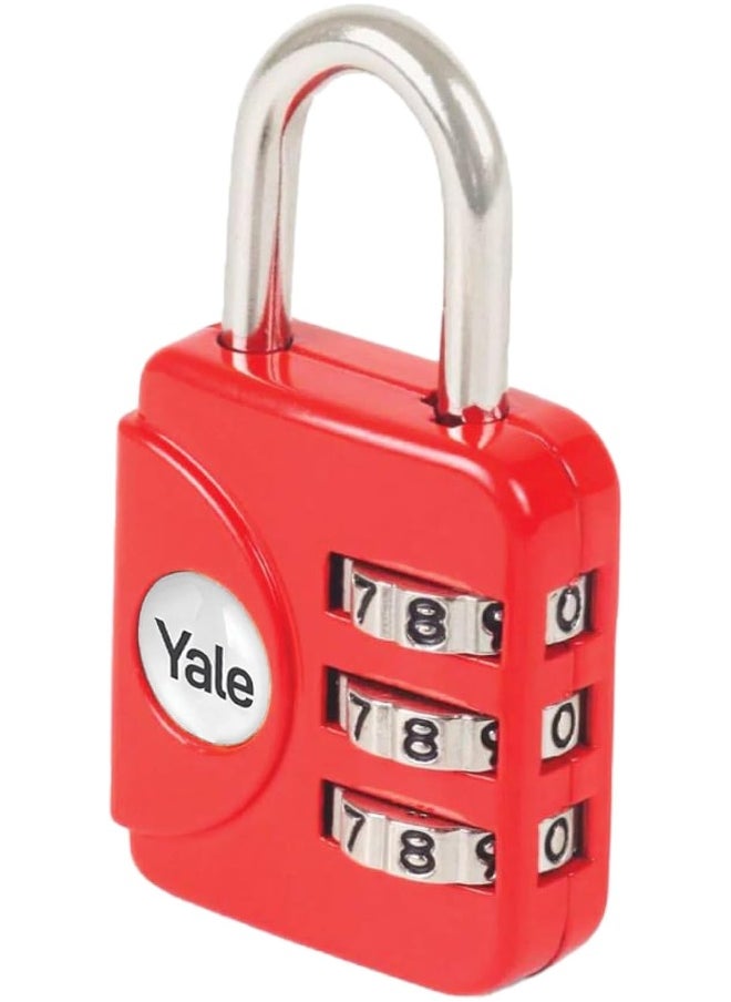 Yale Luggage Padlock, 28mm 3 Dial Combination, Suitable for Travel and Luggage, Red  - Image 2