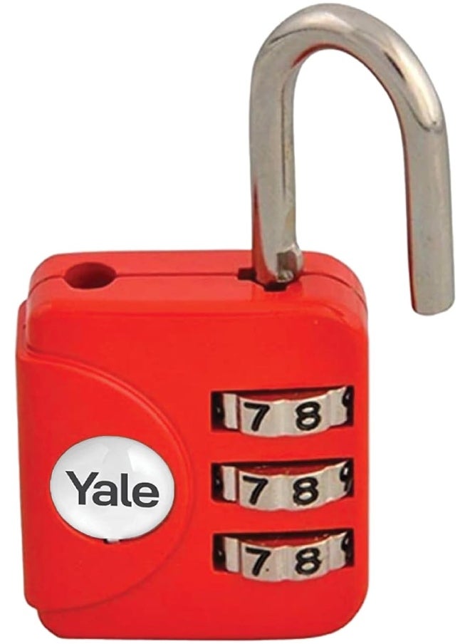 Yale Luggage Padlock, 28mm 3 Dial Combination, Suitable for Travel and Luggage, Red  - Image 3