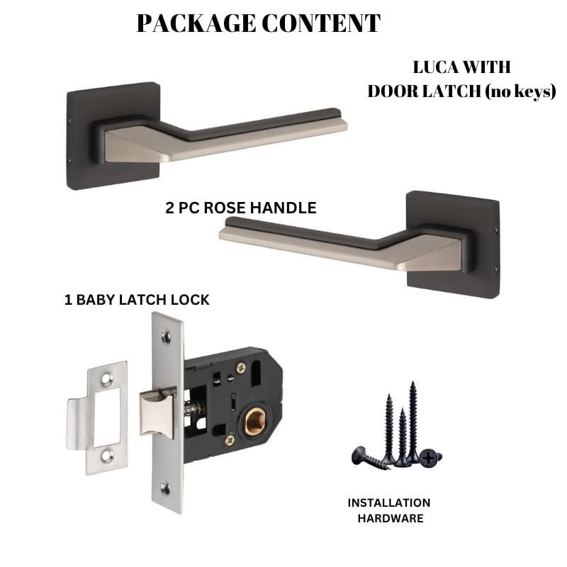 Sardar Luca Black Finish Door Lock for Main Door/Mortise Door Lock Set/Bedroom Door Lock/Handle Lock for Home/Office/Hotel (for Bathroom (No Keys)) - Image 3