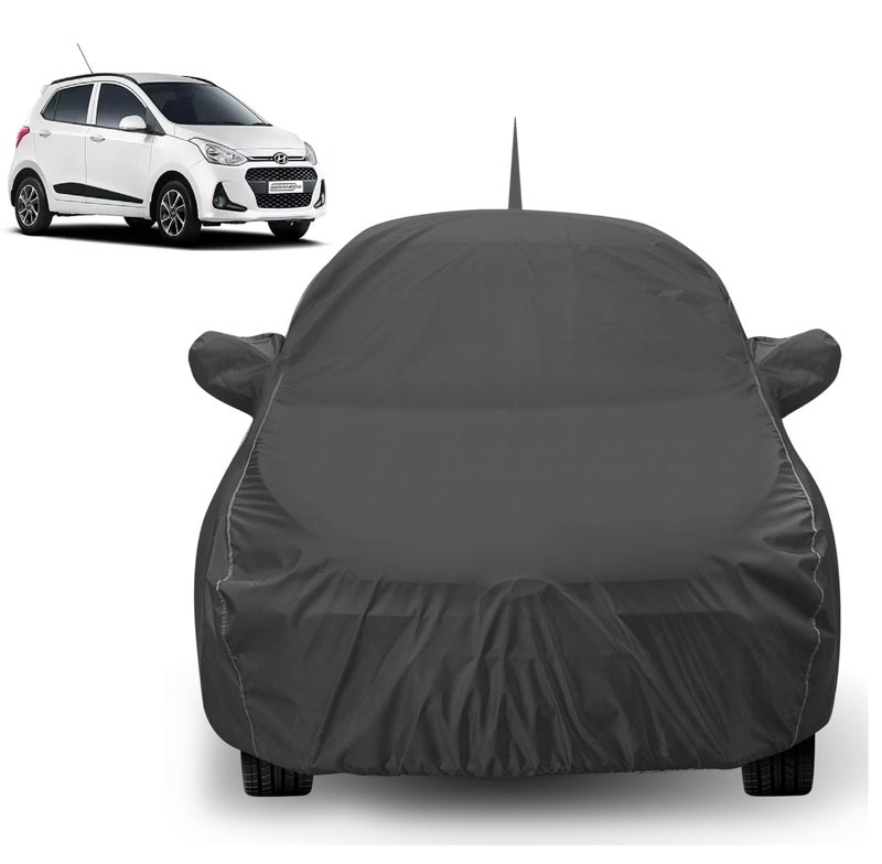 Auto Hub Car Cover Compatible with Hyundai Grand I10 with Mirror & Antenna Pocket, Dustproof, Heat Resistant, Triple Stitched, Grand I10 Car Cover- Grey - Image 1