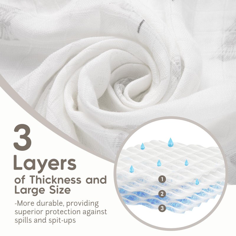 Maliton Muslin Swaddle Blankets for Newborn, 6-Pack Breathable Receiving Blanket (27" x 27") Soft Baby Blanket for Girls and Boys, Baby Burp Cloths with 3-Layer Cotton Design for Infant Wrap(Reindeer) - Image 4