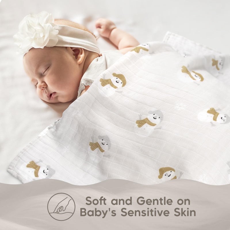 Maliton Muslin Swaddle Blankets for Newborn, 6-Pack Breathable Receiving Blanket (27" x 27") Soft Baby Blanket for Girls and Boys, Baby Burp Cloths with 3-Layer Cotton Design for Infant Wrap(Reindeer) - Image 3