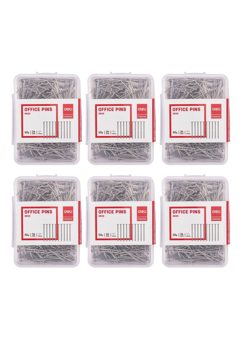 Deli 600-Piece Office Pins Silver  - Image 1