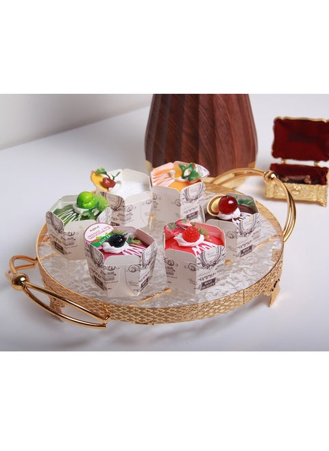 A serving tray with an elegant design. Impress your guests with this look.