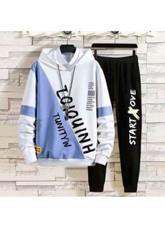 Generic Couples Hoodie Sweatshirt Casual Sportswear Set Mens Womens Spring Autumn Trendy Streetwear Outerwear Long Sleeve Polyester suit blue 