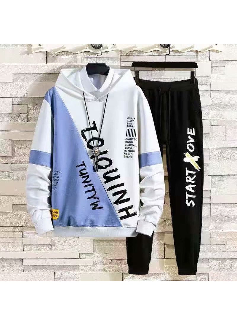 Generic Couples Hoodie Sweatshirt Casual Sportswear Set Mens Womens Spring Autumn Trendy Streetwear Outerwear Long Sleeve Polyester suit blue 