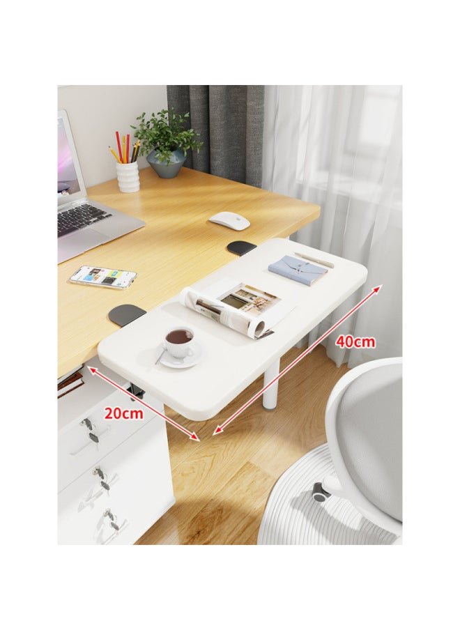 Desktop Extension Hand Support Computer Desk Desk Side Table Board Bracket Keyboard Dormitory Station Board Widened Folding Extension-Pattern:Black Bracket + White Board 40*20*1.2  - Image 1