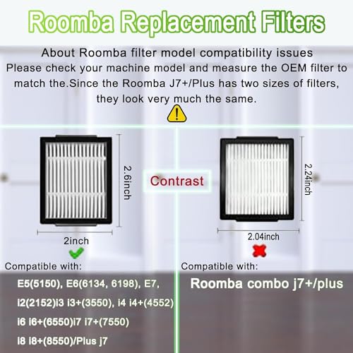 Mochenli Replacement Parts for iRobot Roomba i7 i7+ i3 i3+ i4 i4+ i6 i6+ i8 i8+ E5 E6 E7 &J7 J7+ Vacuum Cleaner, 2 Set Rubber Brushes, 8 HEPA Filters, 8 Side Brushes, 1 Clean Brush, 1 Screwdriver, 22 Pack - Image 2