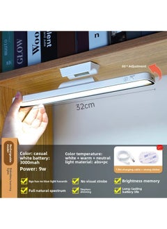 # Small Desk Lamp College Students Learn To Charge LED Eye Protection Lamp Desktop Cool Dormitory Lamp Bed Magnetic Hanging Lamp-Color:Hot Selling❤3000 Ma☆32cm Three-color Light Rechargeable Model White❤Cool Lamp, Touch Switch