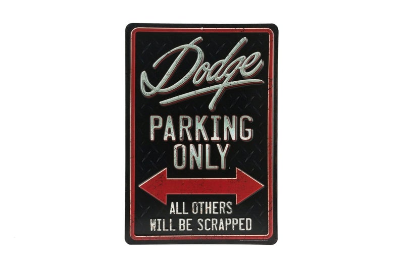 Open Road Brands Dodge Parking Only Embossed Metal Sign - Vintage Dodge Sign for Garage - All Others Will Be Scrapped - Image 1