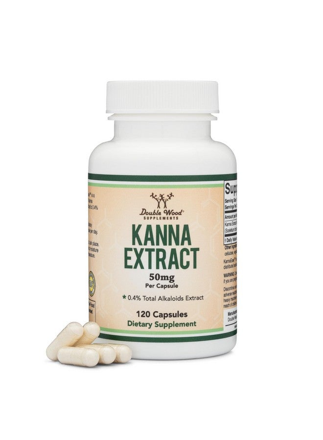Double Wood Supplements Kanna Extract Supplement (Sceletium Tortuosum) - 50mg Per Capsules, 120 Count - for Relaxation and Peace of Mind (Min .4% Total Alkaloids) Non-GMO, Gluten Free, Vegan Safe by Double Wood - Image 1