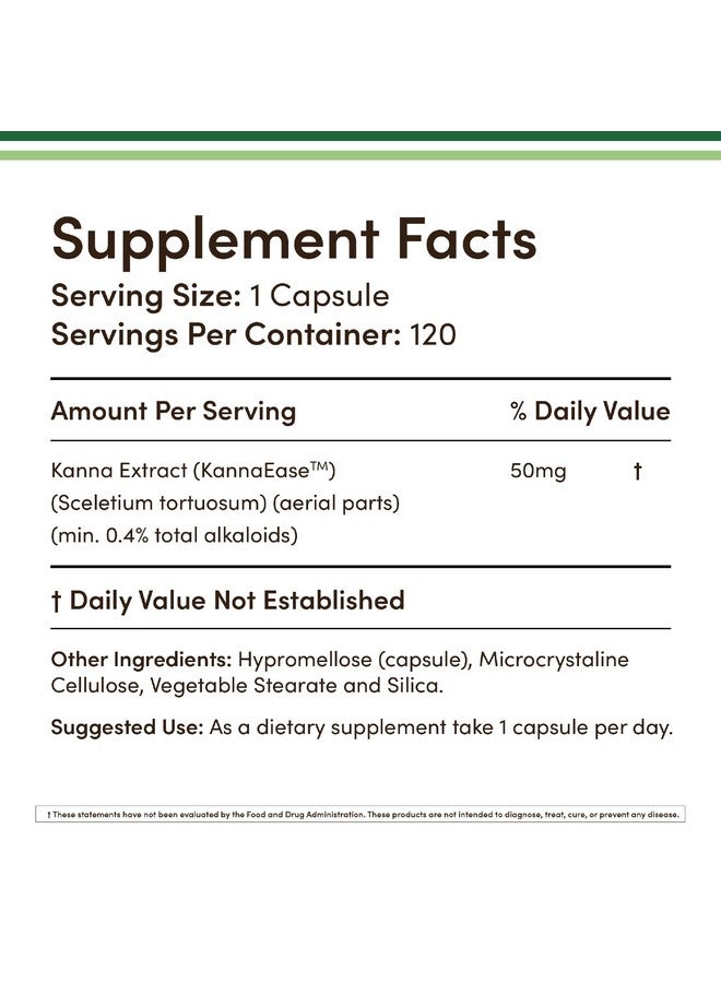 Double Wood Supplements Kanna Extract Supplement (Sceletium Tortuosum) - 50mg Per Capsules, 120 Count - for Relaxation and Peace of Mind (Min .4% Total Alkaloids) Non-GMO, Gluten Free, Vegan Safe by Double Wood - Image 2