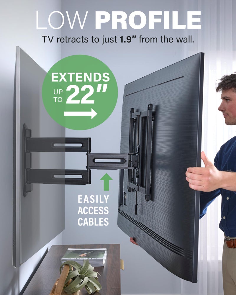 SANUS Height Adjustable Full Motion TV Wall Mount for 32” to 65” TVs – Raise or Lower TV 3” After Install – Maximizes Compatibility with Your Setup – 3 Step DIY w/Smooth Extension, Tilt & Swivel - Image 4
